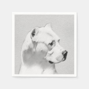 Serviette Jetable Tableau Dogo Argentino - Art Chien original