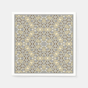 Serviette Jetable Taupe Brown Gris Beige Mosaïque Kaleidoscope Moti