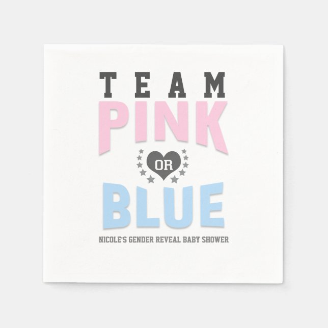 Serviette Jetable Team PINK ou BLUE Baby shower de révélation de gen (Devant)