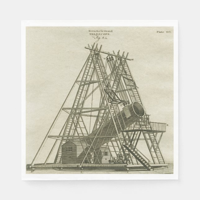 Serviette Jetable Télescope ÉQUIPEMENT SCIENTIFIQUE D'Antiquité 18E  (Devant)