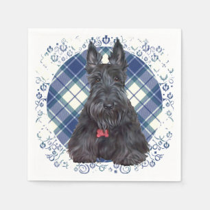 Serviette Jetable Terrier Écossais sur Tartan