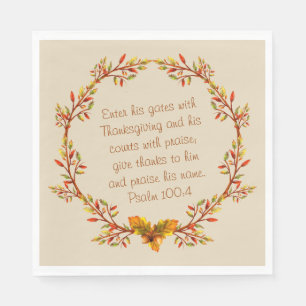 Serviette Jetable Thanksgiving Thankful Bible Verse Napkins 6.5"