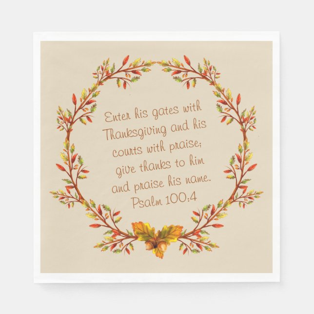 Serviette Jetable Thanksgiving Thankful Bible Verse Napkins 6.5" (Devant)