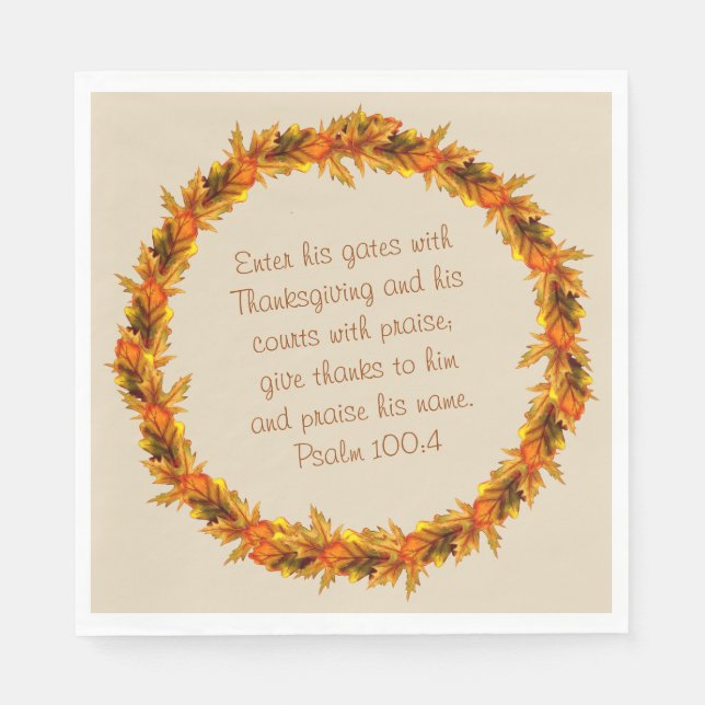 Serviette Jetable Thanksgiving Thankful Bible Verse Napkins 6.5" (Devant)