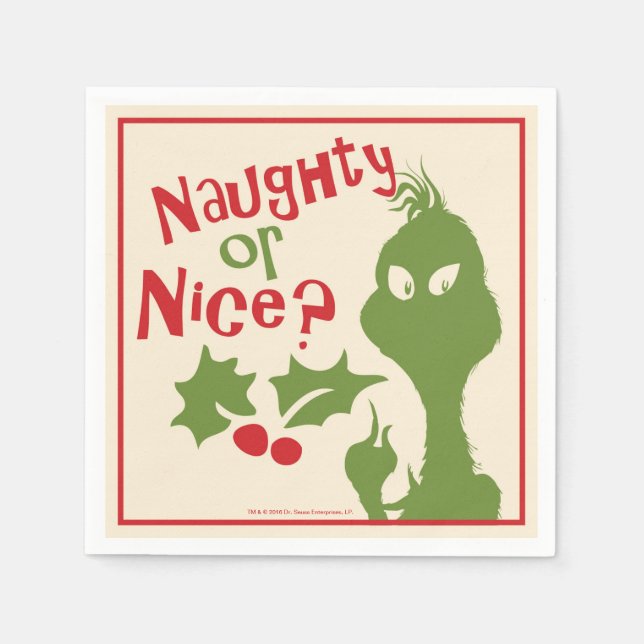Serviette Jetable The Grinch | Naughty or Nice (Devant)