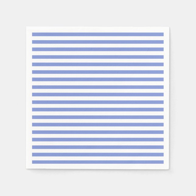 Serviette Jetable Thème nautique - Marine Blue Striped Papier Napkin (Devant)