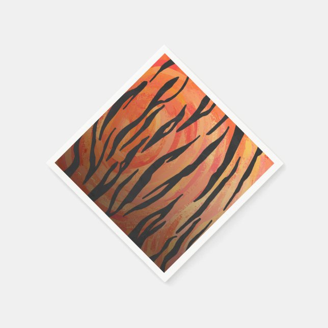 Serviette Jetable Tiger chaud orange et noir (Coin)