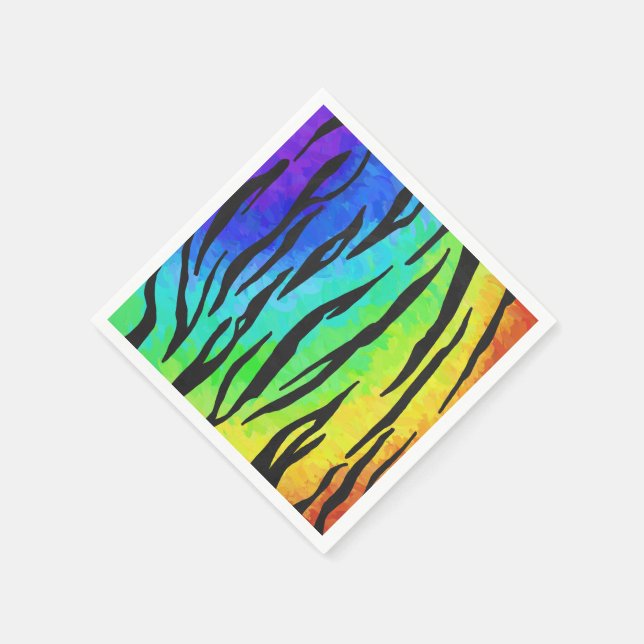 Serviette Jetable Tiger noir et arc-en-ciel (Coin)