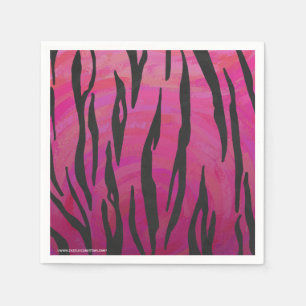 Serviette Jetable Tiger noir et rose chaud
