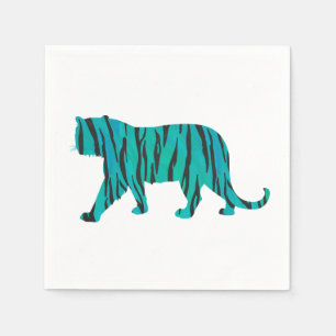 Serviette Jetable Tiger noir et Turquoise