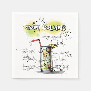 Serviette Jetable Tom Collins Drink Recette Cocktail Napkin