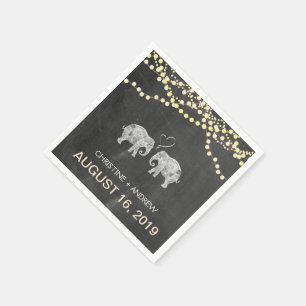 Serviette Jetable TONNES D'AMOUR-Eléphant Chaîne de lumières Personn