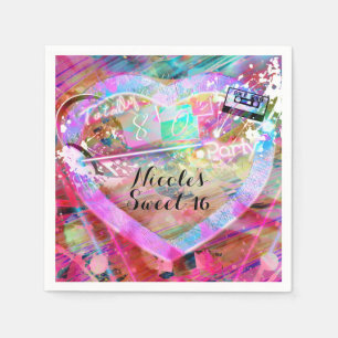 Serviette Jetable Totalement années 80 Fête Coeur Amusant Lumineux P