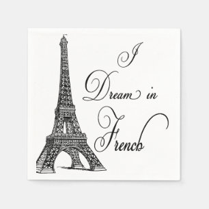 Serviette Jetable Tour Eiffel "Je rêve en français" Papier Napkins