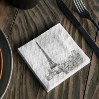 Tour Eiffel Paris Cityscape Sketches Party Napkin