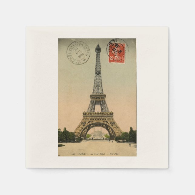 Serviette Jetable Tour Eiffel Paris vintage (Devant)
