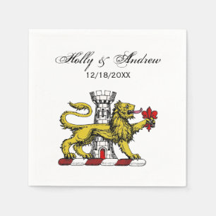 Serviette Jetable Tour Lion Emblème de la Crête Fleur de Lis C