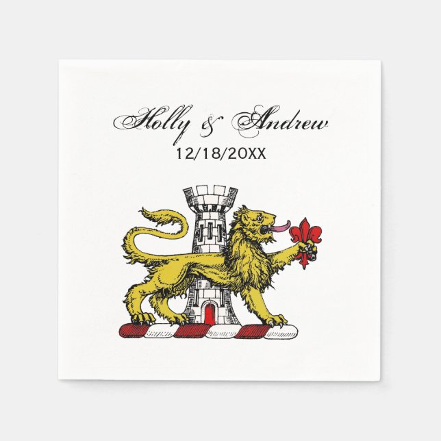 Serviette Jetable Tour Lion Fleur de Lis Crest Emblem C (Devant)