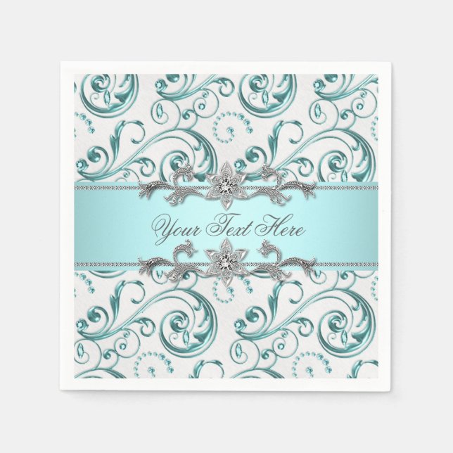 Serviette Jetable Tourbillon bleu sarcelle (Devant)