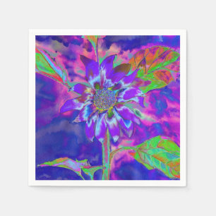 Serviette Jetable Tournesol bleu Abstrait   retro funky