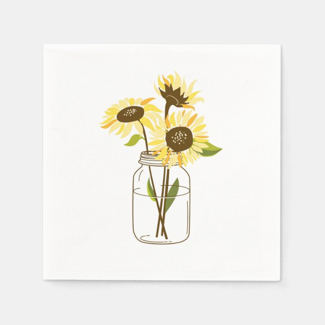 Serviette Jetable Tournesols En Papier Mason Jar (Devant)