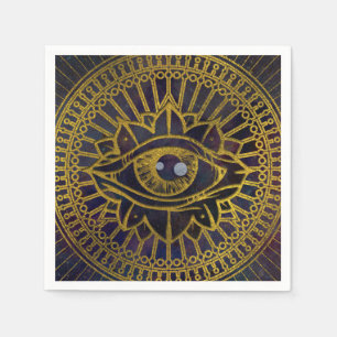 Serviette Jetable Tout l'or mystique voyant d'oeil sur le ciel de