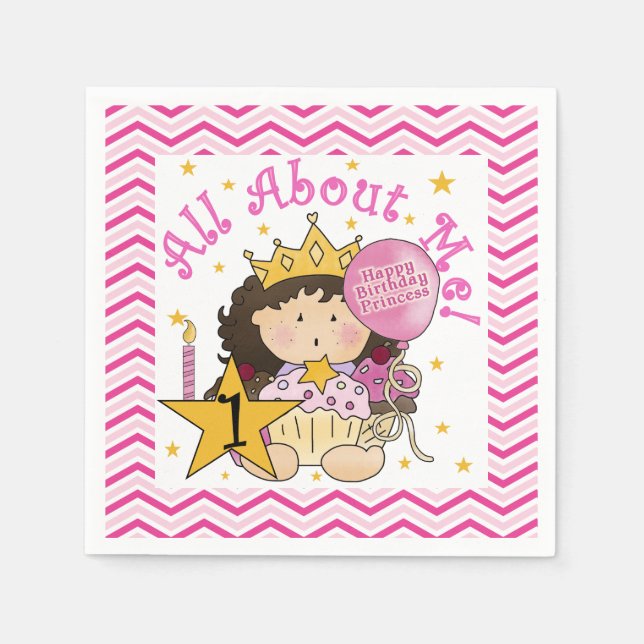 Serviette Jetable Tout sur moi Princess 1er Anniversaire Papier serv (Devant)