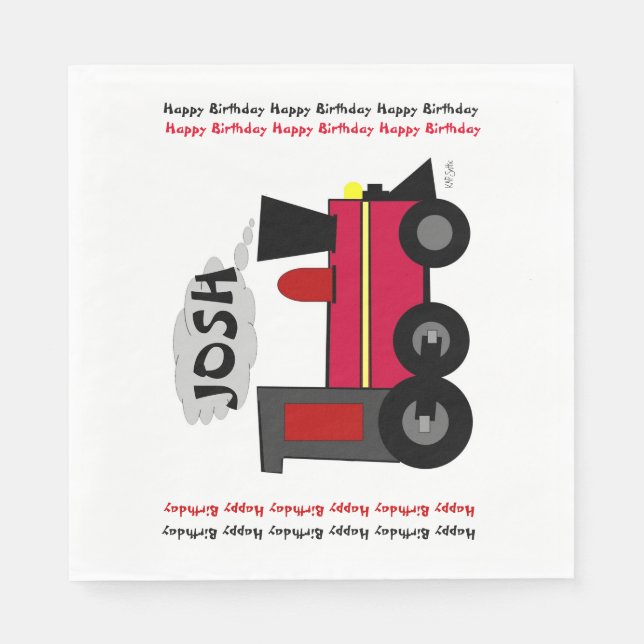 Serviette Jetable Train d'anniversaire (Devant)