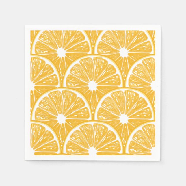 Serviette Jetable Tranches orange, motif de fruits tropicaux (Devant)