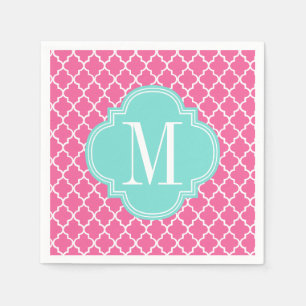 Serviette Jetable Trellis marocain rose Girly de tuiles personnalis