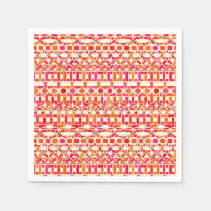 Serviette Jetable Tribal Batik - tons orange et rose