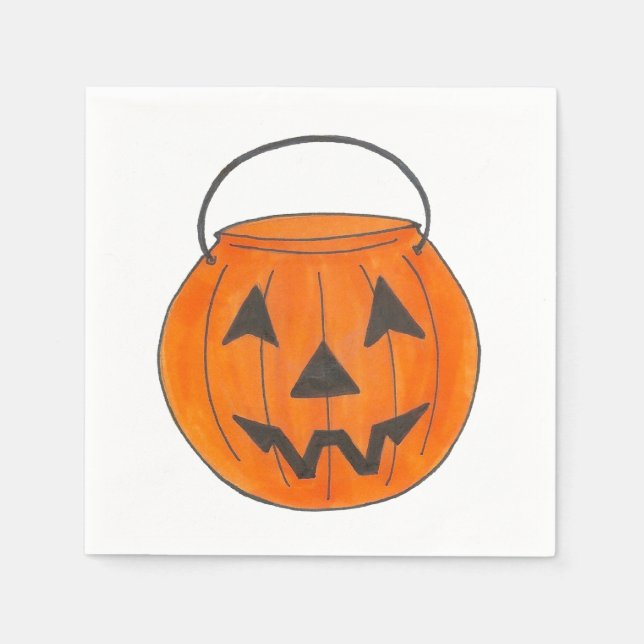 Serviette Jetable Trick ou traiter Citrouille Jack o' Lantern Hallow (Devant)