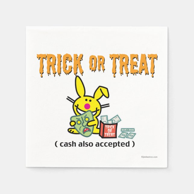 Serviette Jetable Trick ou Treat (espèces également acceptées) (Devant)