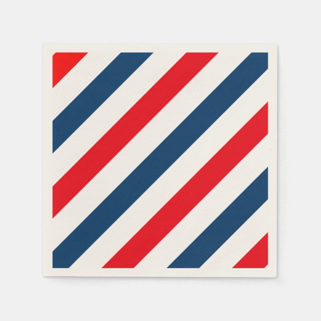 Serviette Jetable Tricolor Diagonal Stripes (bleu, blanc et rouge) (Devant)