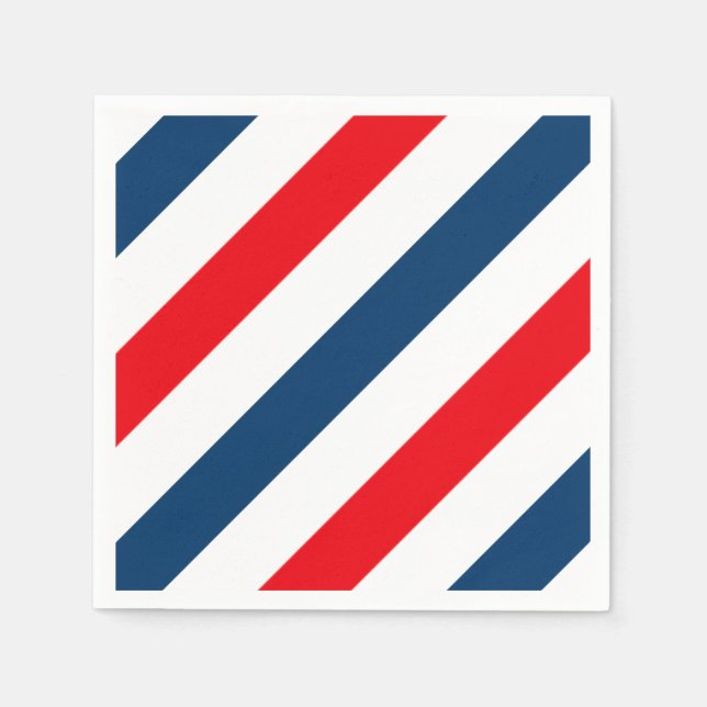 Serviette Jetable Tricolor Diagonal Stripes (bleu, blanc et rouge) (Devant)
