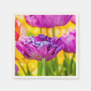Serviette Jetable Tulipes Envoûtantes Rose Foncé