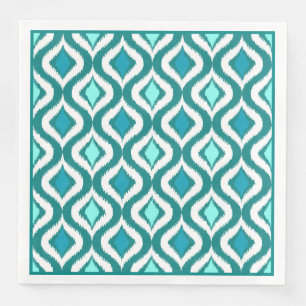 Serviette Jetable Turquoise Aqua Blue Retro Chic Ikat Drops Motif