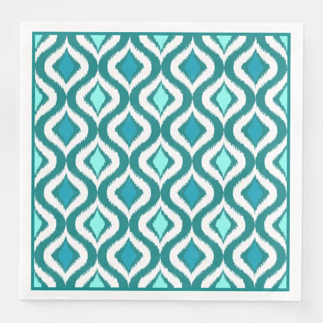 Serviette Jetable Turquoise Aqua Blue Retro Chic Ikat Drops Motif (Devant)