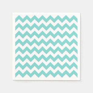 Serviette Jetable Turquoise Aqua White Chevron Zig-Zag Motif