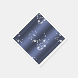 Serviette Jetable Turquoise métallique, Fils blancs Noël