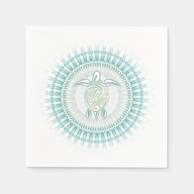 Serviette Jetable Turquoise verte côte Mandala (Devant)