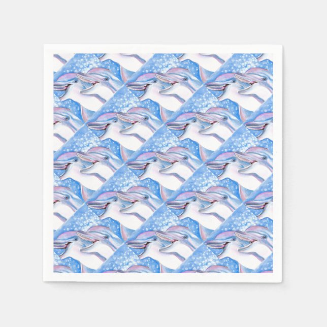 Serviette Jetable two dolphes (Devant)