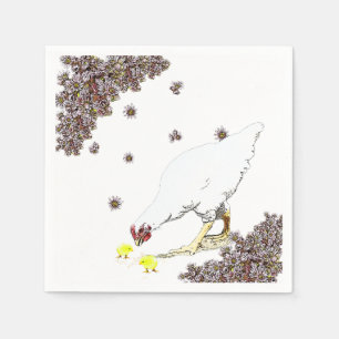 Serviette Jetable Une poule et des poussins