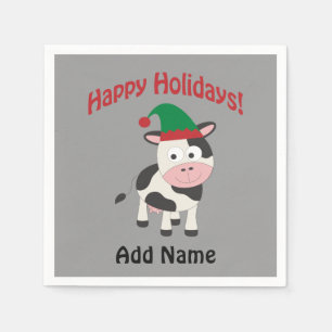 Serviette Jetable Vacances Joyeuses Noël Elf Cow