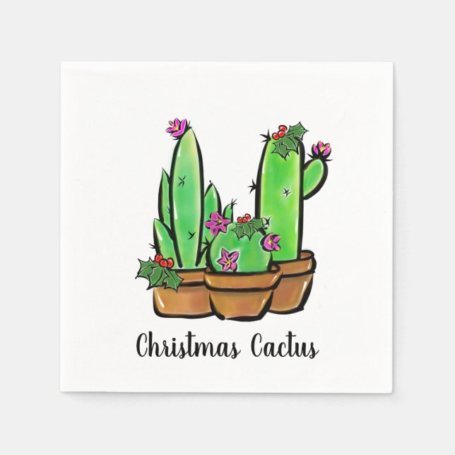 Serviette Jetable Vacances sympa Xmas Cactus cactus cactus succulent (Devant)