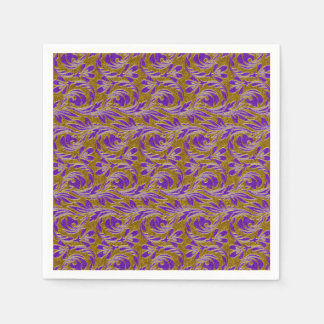 Serviette Jetable Vagues métalliques-violet-or-2 PAPIERS NAPKINS