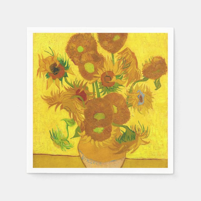 Serviette Jetable Van Gogh Quinze Tournesols Dans Un Vase Art (Devant)