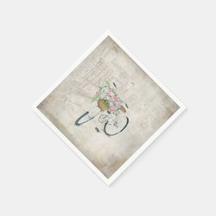 Serviette Jetable Vélo Vintage avec panier rose