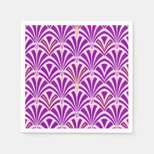 Serviette Jetable Ventilateur Art Déco motif - violet et orchidée