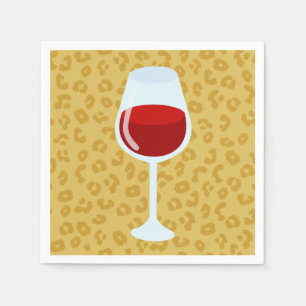 Serviette Jetable Verre à vin à impression léopard